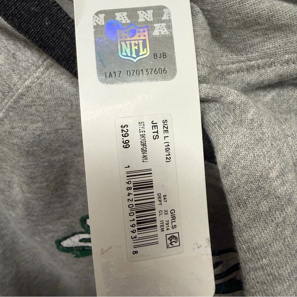 NFL Team‎ Apparel Youth Girls New York Jets Crop Top Grey Color Size L 10/12 NWT